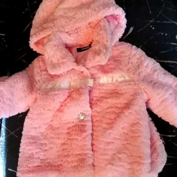 Fake fur pink girls George warm Jacket - Picture 1 of 3